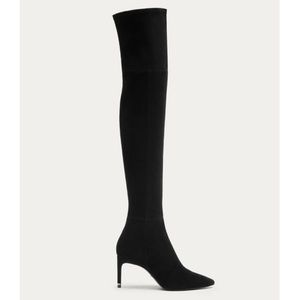 Massimo Dutti black suede over the knee high boot